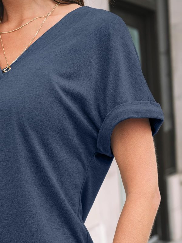 71pGN2oyJdL.jpg Womens Tops Short Sleeve T Shirt Summer V Neck Casual Top 2025 Spring Cute Basic Trendy Outfits Fashion