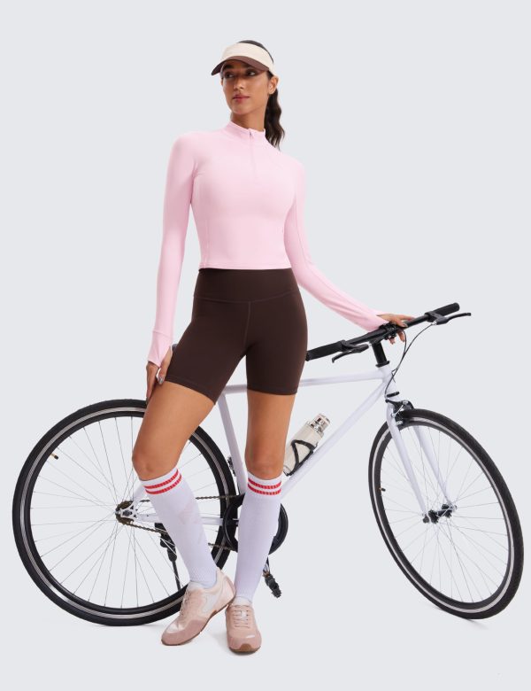 Women's Butterluxe Long Sleeve Workout Shirts Half Quarter Zip Sweatshirt Athletic Crop Tops Collared T-Shirts