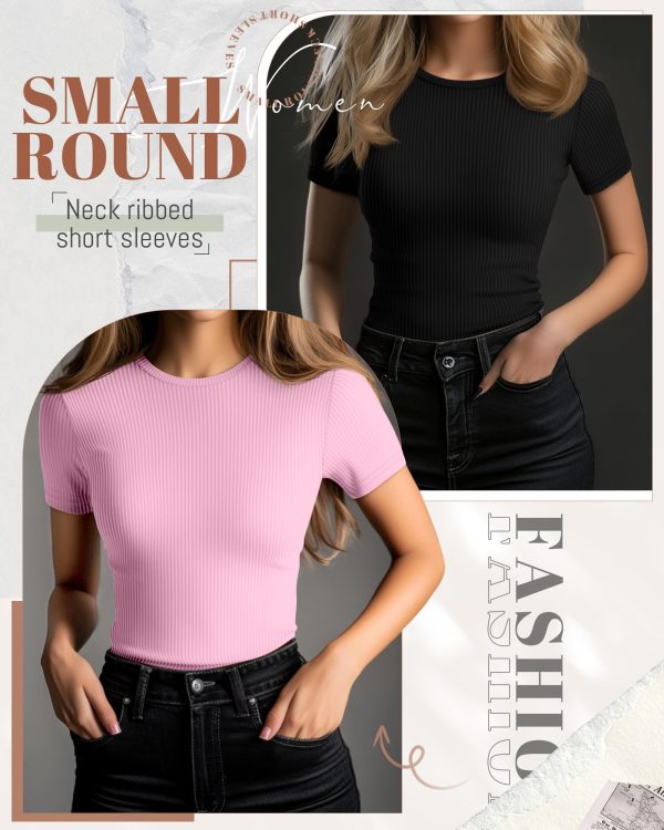 71pwR5svZPL.jpg 3 Pack Women's Ribbed T-Shirts, Cotton Short Sleeve Basic Tees Crewneck Fitted Tops Casual Shirts 2025 Summer Trendy