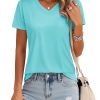 Women's Cotton T Shirt V-Neck Short Sleeve Shirt Classic-Fit Casual Breathable Tee Summer Basic Tops