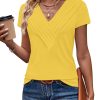 Womens Tshirts Trendy Fashion Tops Short Sleeve V Neck Loose Fit Summer Casual Blouses