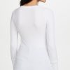Women's Long Sleeve Thermal Henley Shirt | Cozy Pima Cotton Blend | White | 2X-Large
