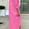 Shirt Dresses for Women Casual Long Sleeve Cotton Button Down Maxi Dresses
