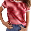 Women's Casual Striped Crew Neck Short Sleeve T Shirts Tee Tops
