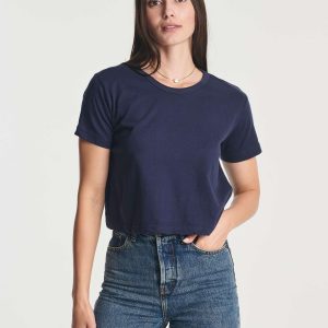 4 Pack: Women's Cotton Short Sleeve Crop Top – Cropped Casual Crew Neck T-Shirts (Available in Plus Size)