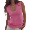 Womens Summer Sweater Vest Sleeveless Ribbed Knit Tank Tops Going Out Casual Basic Scoop Neck Tshirt