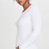 Women's Long Sleeve Thermal Henley Shirt | Cozy Pima Cotton Blend | White | 2X-Large