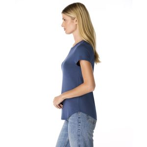 Women's Crewneck Curved Hem T-Shirt - Soft Cotton Modal Blend, Flattering Relaxed Fit, Classic Casual Top