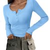 81-kj-ekiML.jpg Women's 2025 Spring Fall Long Sleeve Henley T Shirts Button Ribbed Knit Slim Fit Casual Basic Tops Blouse