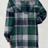 Women's Flannel Hooded Plaid 2024 Shacket Thick Coat Winter Coat for Warmth Button down Warm and Fuzzy Fleece Jacket