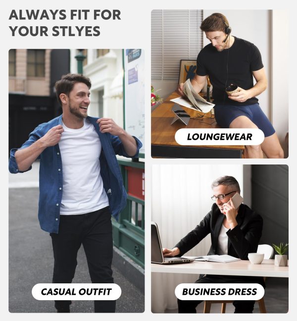 Men's Undershirts Micro Modal Ultra Soft T-Shirts Stretch Moisture-Wicking Crewneck/V-Neck Tees for Men, 3-Pack