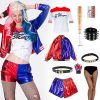 10PCS Halloween Harlry Costumes Cosplay Set for Quinn Women T-shirt Jacket Shorts Puddin Choker Bracelet Set