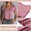 815Vwi6VZEL.jpg 3 Pack Women’s V Neck T Shirts, Summer Casual Short Sleeve Tops Loose Fit Rolled Sleeve Tees 2025 Trendy Cotton Shirts