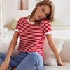 Women's Casual Striped Crew Neck Short Sleeve T Shirts Tee Tops
