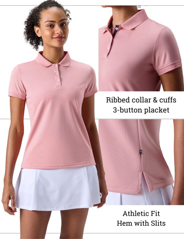 81AH0DQO6aL.jpg 3 Pack Women's Athletic Dry Fit Polo Shirts, Wicking Short Sleeve Collared Golf T Shirt Tennis Tops