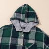 Women's Flannel Hooded Plaid 2024 Shacket Thick Coat Winter Coat for Warmth Button down Warm and Fuzzy Fleece Jacket