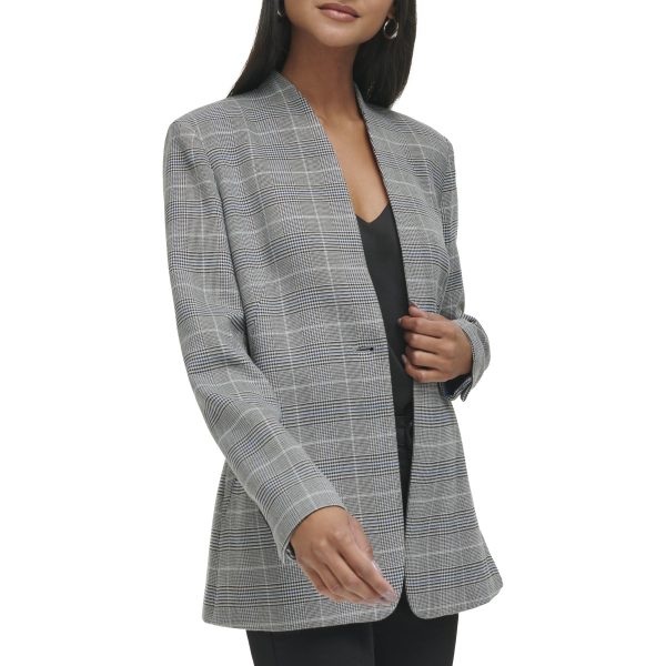 Women's Plaid One Button Jacket