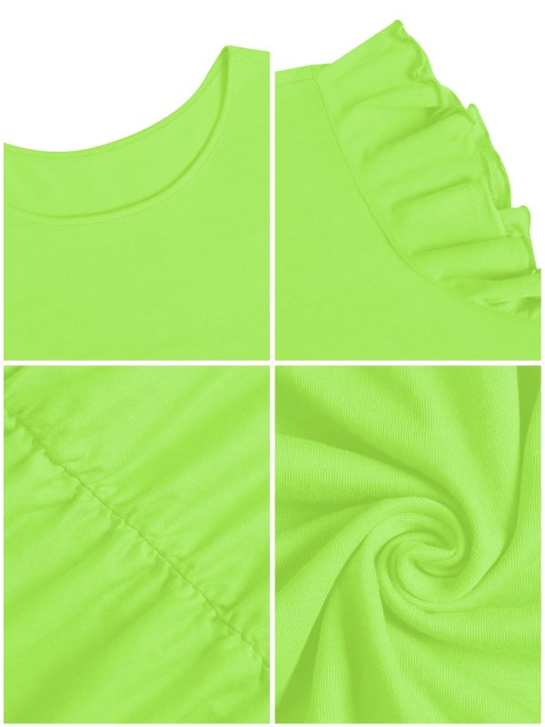 Women's Flutter Sleeve Ruched Bodycon Ruffle Mini Sundress Cotton Summer Casual Dress