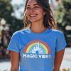 Magic Vibes Magical Castle Unisex T-Shirt|Magic Kingdom Vacation Short Sleeve Tee| Casual Wear (Heather Blue)