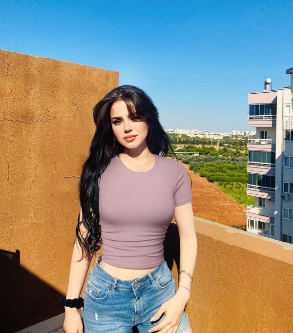 Womens 2 Piece Shirts Short Sleeve Crew Neck Ruched Stretch Fitted Tee Shirts Crop Tops