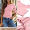 3 Pack Women's 1/2 Sleeve Tops Half Length Sleeve Cotton Crewneck T Shirts Slim Fit Casual Elbow Summer Basic Tees