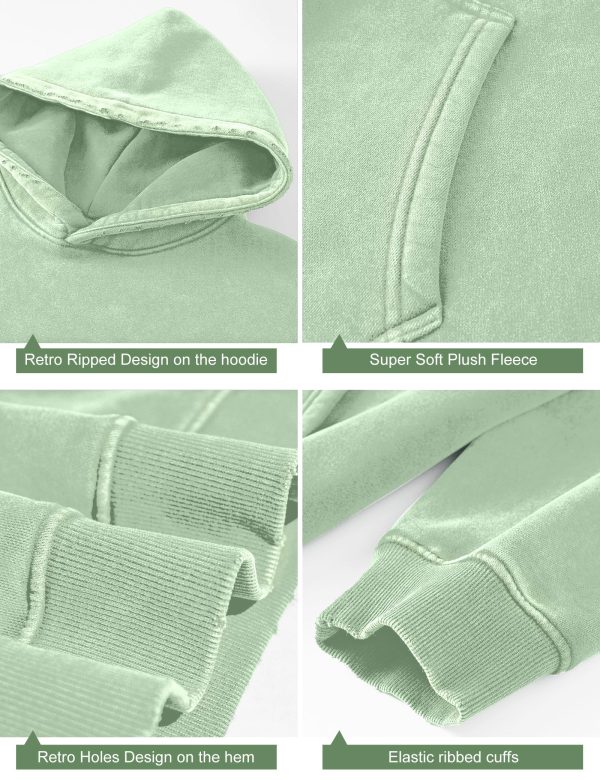 Womens Oversized Hoodie Acid Wash Hoodie Vintage Sweatshirt Heavyweight Fleece Cotton Streetwear Trendy Hoodies