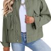Women's Cargo Jean Jacket - Cropped Button Spring Fashion Coat for Women
