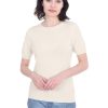 81VdlQ1mqML.jpg Short Sleeve Crewneck Sweater Top 100% Cashmere Jewel Neck Pullover Tee for Women