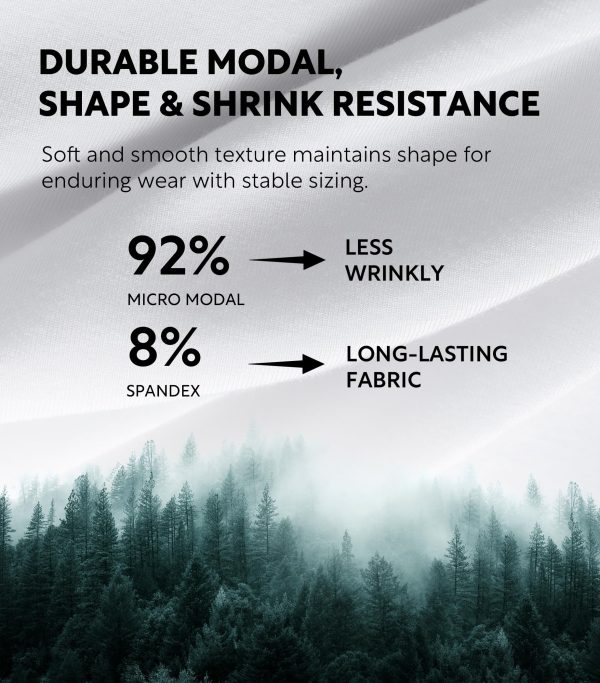 Men's Undershirts Micro Modal Ultra Soft T-Shirts Stretch Moisture-Wicking Crewneck/V-Neck Tees for Men, 3-Pack