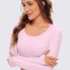 81XXk09SEL.jpg Butterluxe Long Sleeve Crop Tops for Women Slim Fit Workout Shirts Cropped Athletic Gym T-Shirts