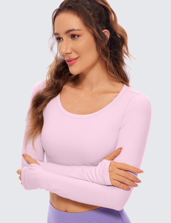 81XXk09SEL.jpg Butterluxe Long Sleeve Crop Tops for Women Slim Fit Workout Shirts Cropped Athletic Gym T-Shirts