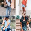 Womens T Shirts V Neck Summer Short/Long Sleeve Cotton Tops Tees
