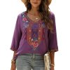 Bohemian Embroidered Tops for Women, Hippie Clothes, Mexican Peasant Blouses, Traditional Boho Clothing Tunic Shirts