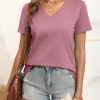 81gh2jSnZoL.jpg 3 Pack Women’s V Neck T Shirts, Summer Casual Short Sleeve Tops Loose Fit Rolled Sleeve Tees 2025 Trendy Cotton Shirts