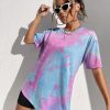Women's Tie Dye Shirt Short Sleeve Round Neck Tees Casual T Shirts Summer Tops
