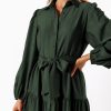 Womens Dresses 2025 Fall Long Sleeve Midi Dress Casual V Neck Button Down Tiered Flowy Aline Tie Waist Shirt Dress