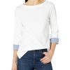 Women's Boatneck 3/4 Sleeve 100% Cotton Shirt