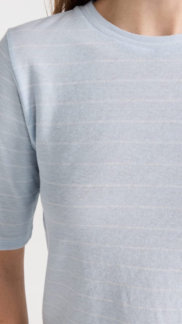 Women's Striped Relaxed Elbow Sleeve Crew Tee