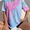 Women's Tie Dye Shirt Short Sleeve Round Neck Tees Casual T Shirts Summer Tops
