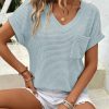 Womens Waffle Knit Tops 2025 Spring Summer V Neck Shirts Casual Trendy Women's Blouses Basic Tee