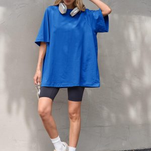 Womens Oversized Tshirts Crew Neck Short Raglan Sleeve Tunic Tops Summer Casual Loose Fit Workout Tee Shirts