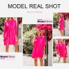 Womens Summer Spring Dresses Casual Tunic Dress Short Sleeve Crew Neck Flowy Swing Mini Dress