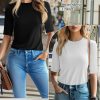 3 Pack Women's 1/2 Sleeve Tops Half Length Sleeve Cotton Crewneck T Shirts Slim Fit Casual Elbow Summer Basic Tees