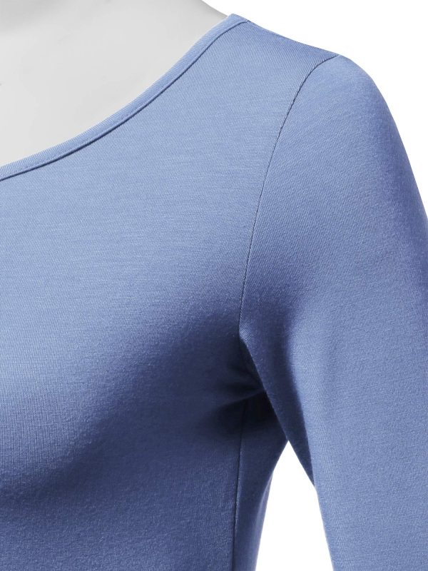 Women's Casual 3/4 Sleeve Stretchy Slim Fit Basic T-Shirt Top with Plus Size