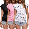 Womens Summer Tops Ruched Cap Short Sleeve Tshirts Shirts Crew Neck T Shirts Trendy 2025 Fashion S-XXXL