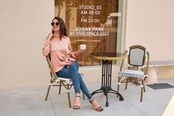 Women's Satin Silk Blouses Wrap V Neck Shirts Long Sleeve Elegant Tie Waist Office Formal Work Tunic PulloverTops