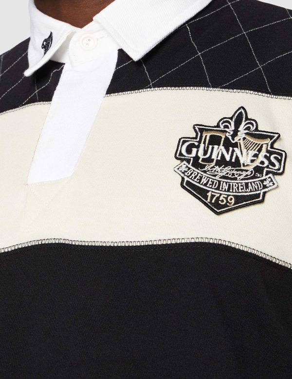 Rugby Shirt with Brewed in Dublin Crest Badge, Cream and Black Stripes