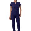 Adar Addition Go-Higher Scrub Set for Women - Notched V-Neck Scrub Top & Skinny Cargo Scrub Pants