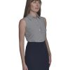 Women's Classic Collared Button Front Sleeveless-Knit Top