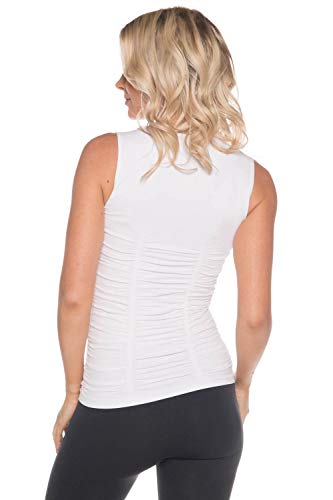 1047 Women's All Occasion Flattering Sleeveless Scoop Neck Ruched Tank Top